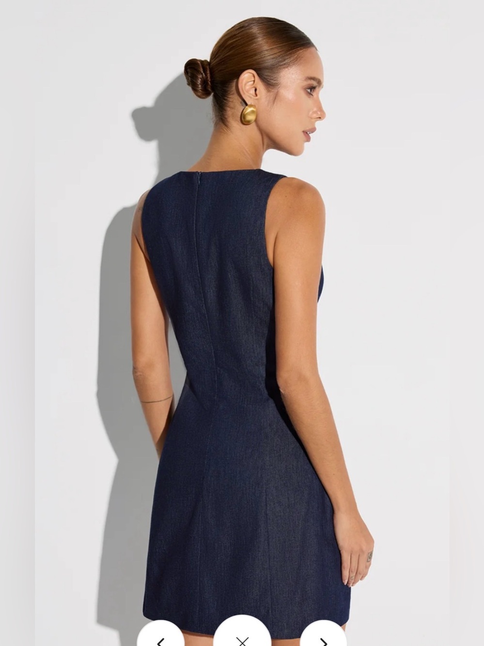 Commense Sleeveless Navy Button-Front Denim mini dress small - Picture 3 of 6